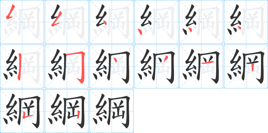 綱的笔画顺序图