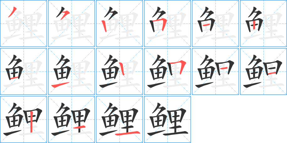 鲤的笔画顺序图