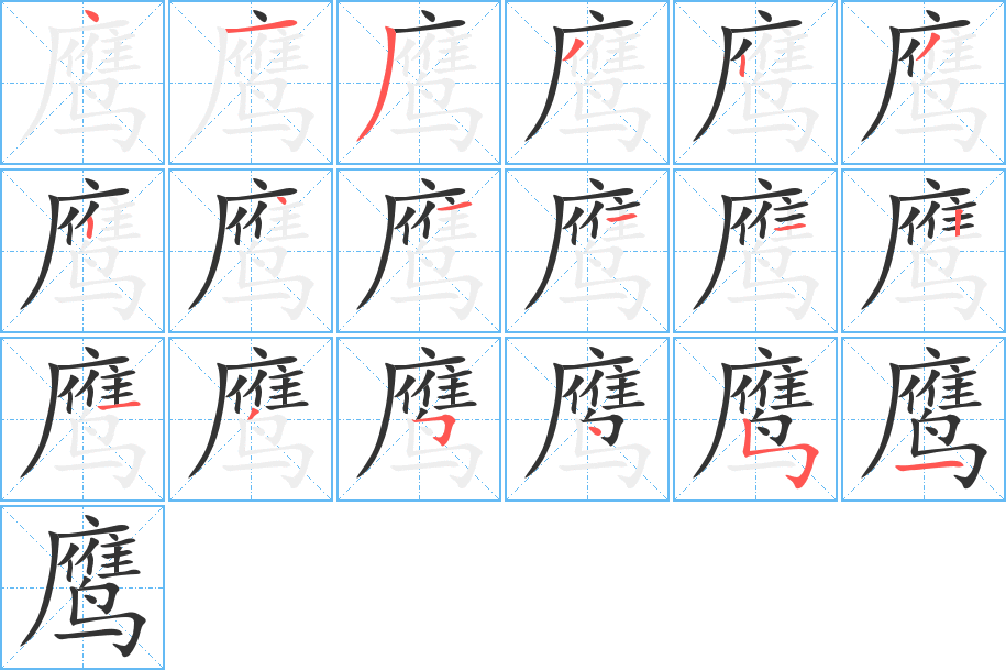 鹰的笔画顺序图